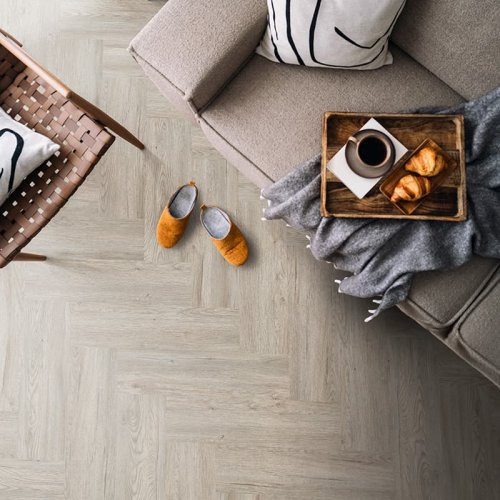 Ecoline Herringbone (HB) lepený 9553 Dub bílý pískový